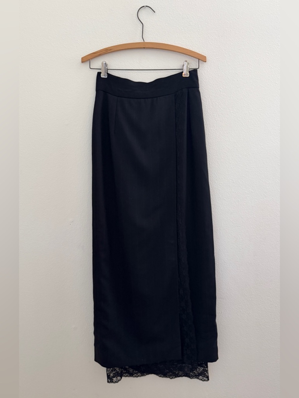 Vintage Dolce & Gabbana Black Pinstripe & Lace Skirt